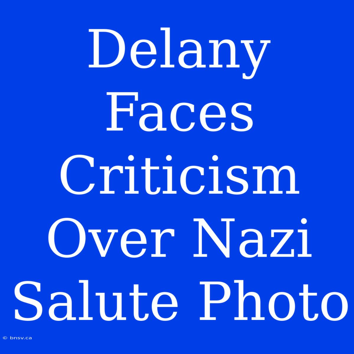 Delany Faces Criticism Over Nazi Salute Photo