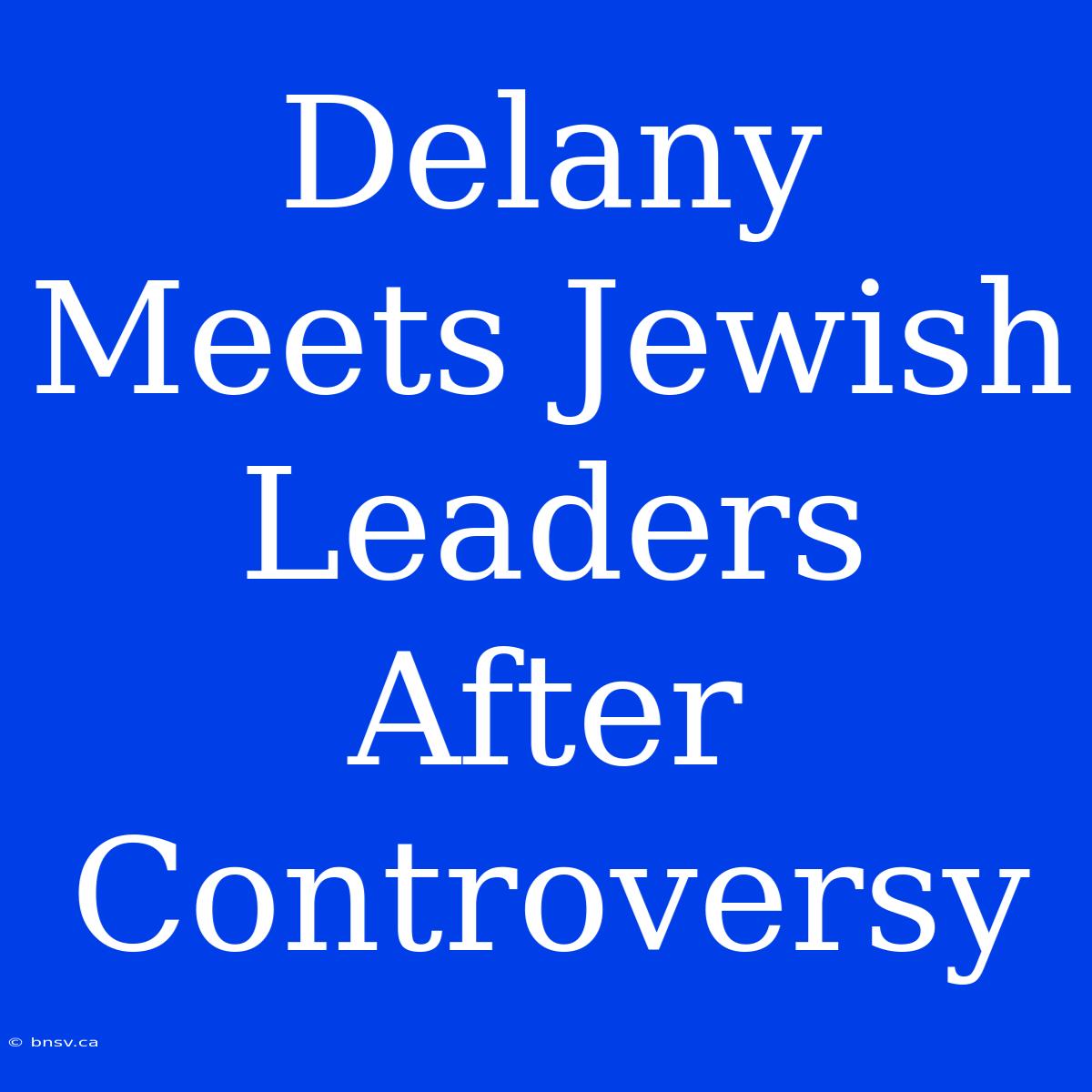 Delany Meets Jewish Leaders After Controversy