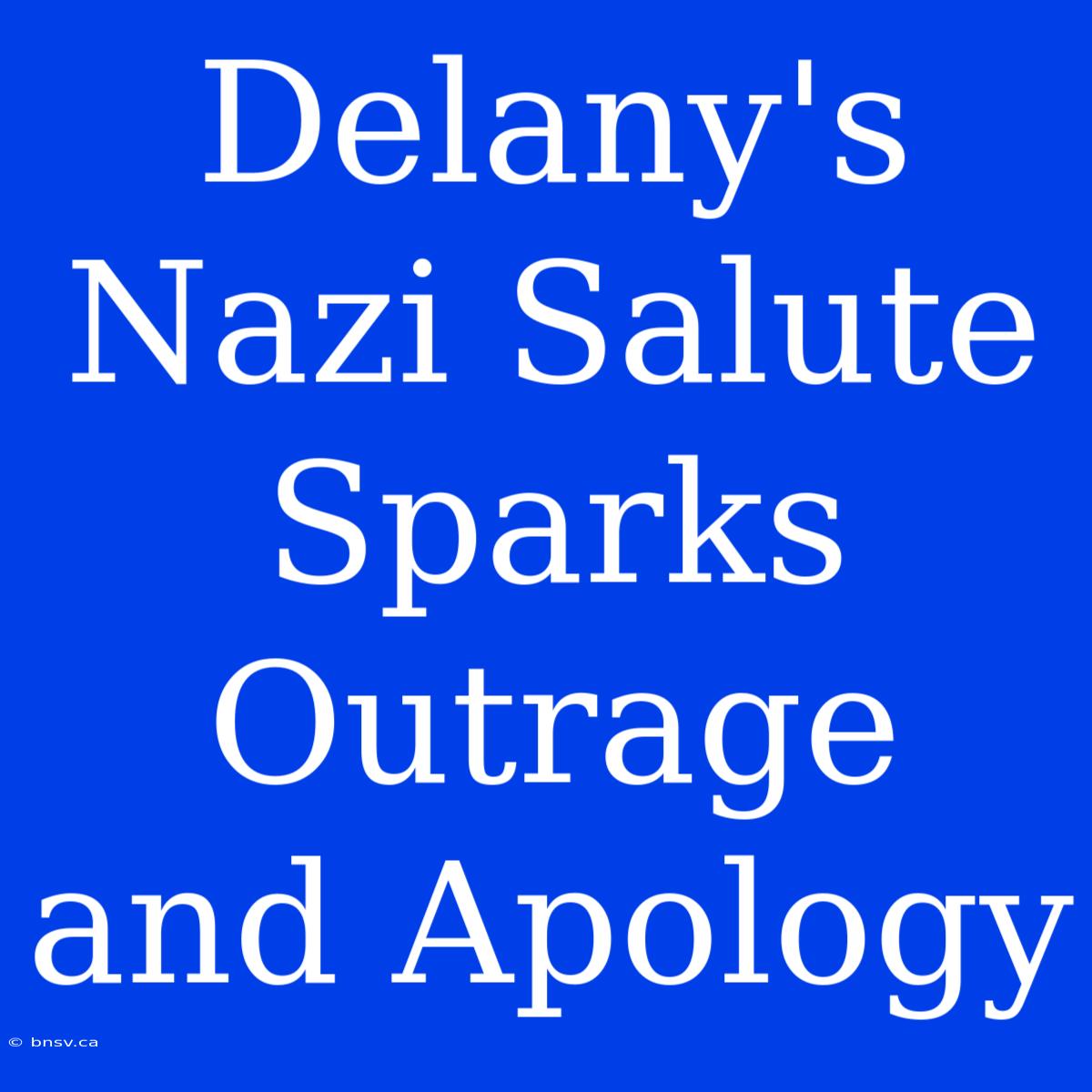 Delany's Nazi Salute Sparks Outrage And Apology