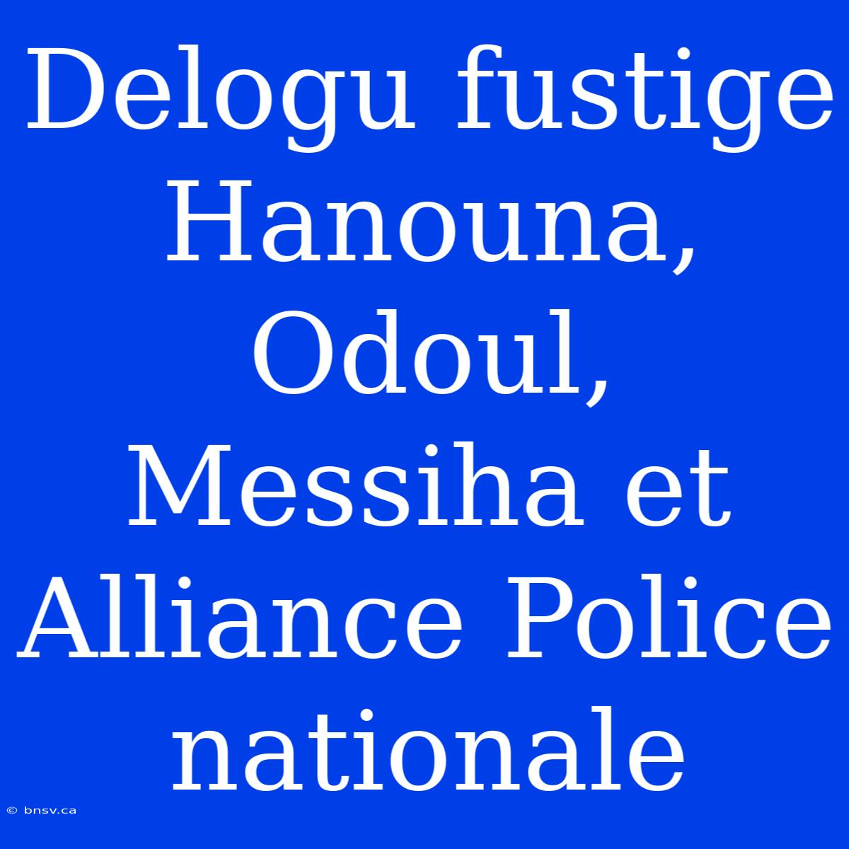 Delogu Fustige Hanouna, Odoul, Messiha Et Alliance Police Nationale