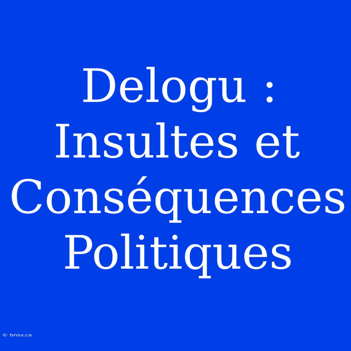 Delogu : Insultes Et Conséquences Politiques