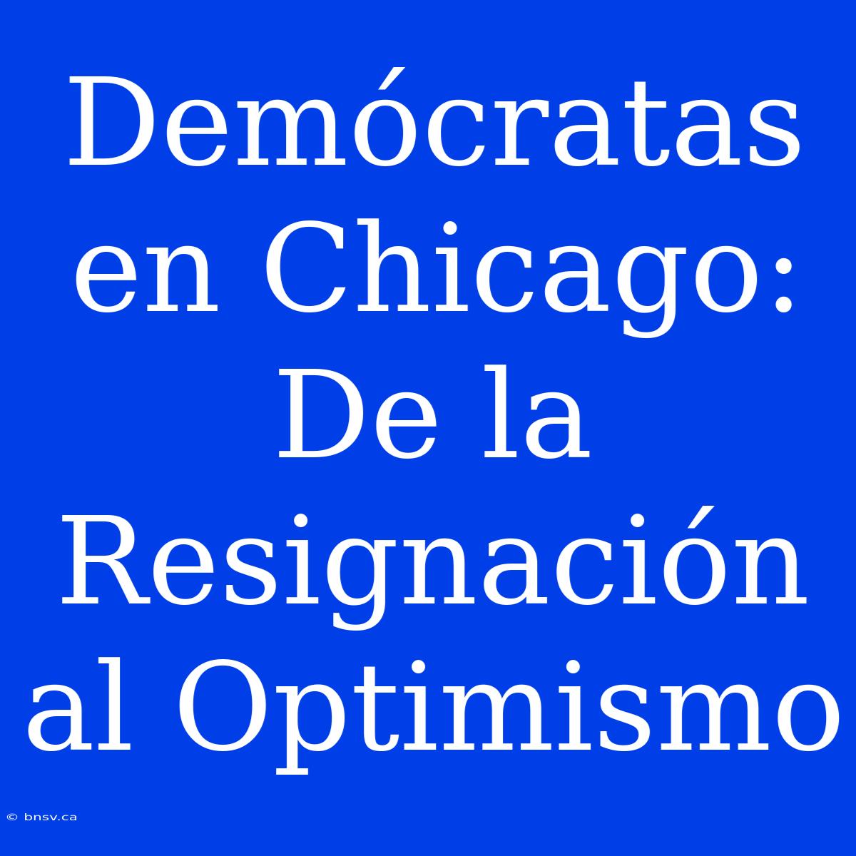 Demócratas En Chicago: De La Resignación Al Optimismo