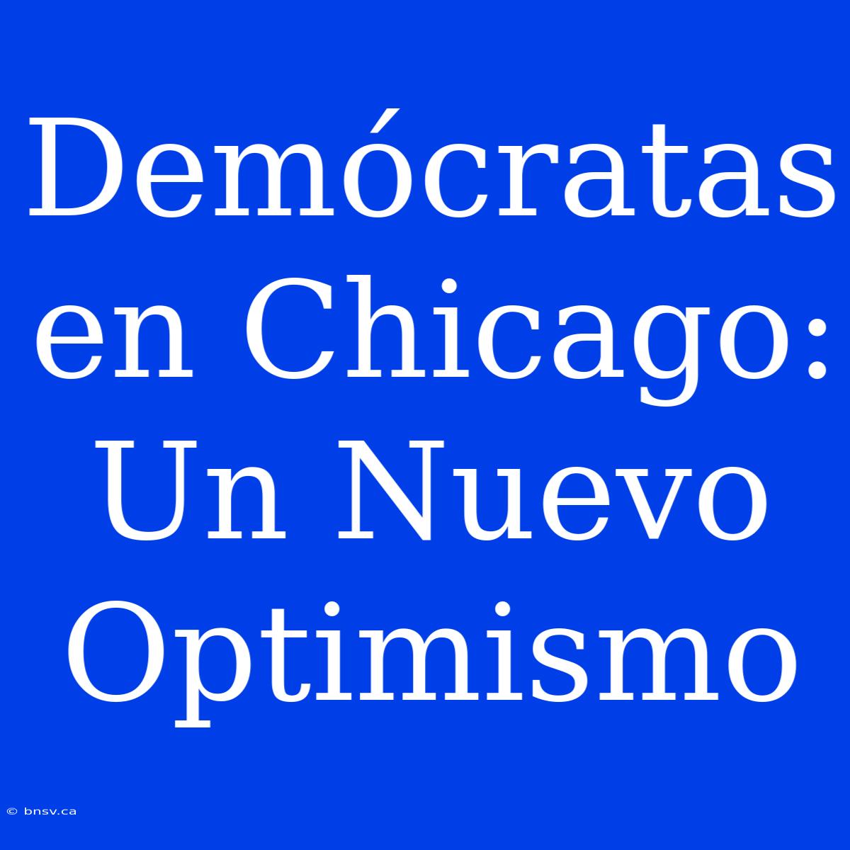 Demócratas En Chicago: Un Nuevo Optimismo