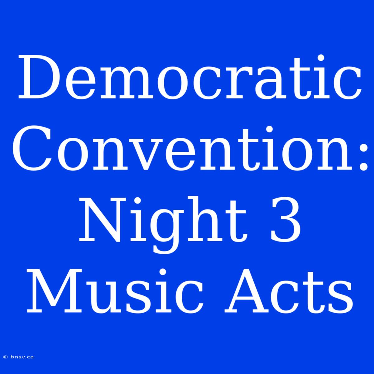 Democratic Convention: Night 3 Music Acts