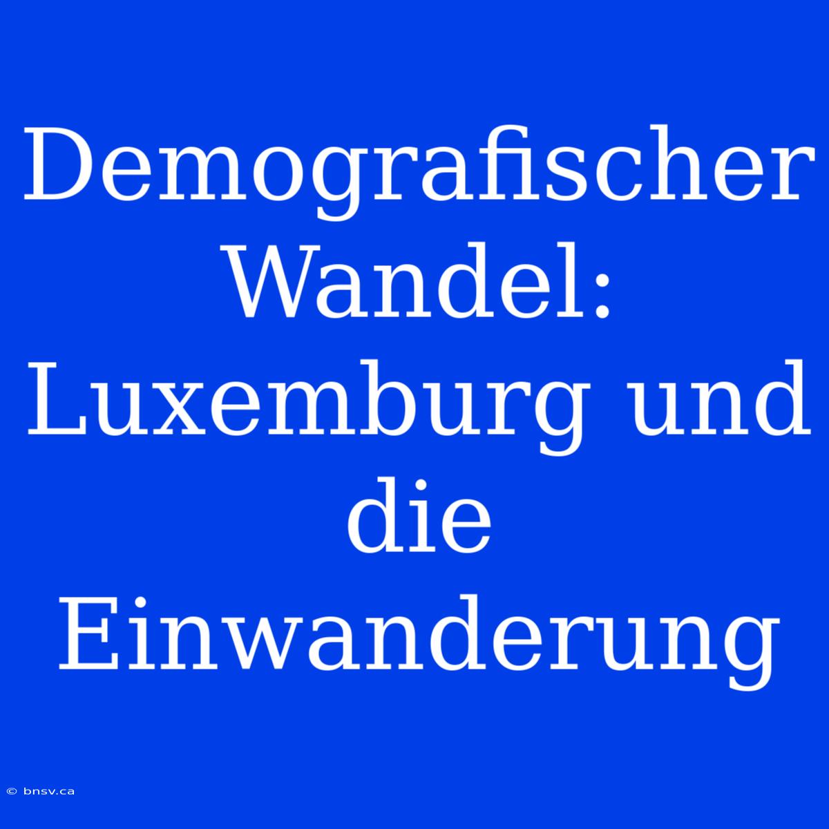 Demografischer Wandel:  Luxemburg Und Die Einwanderung