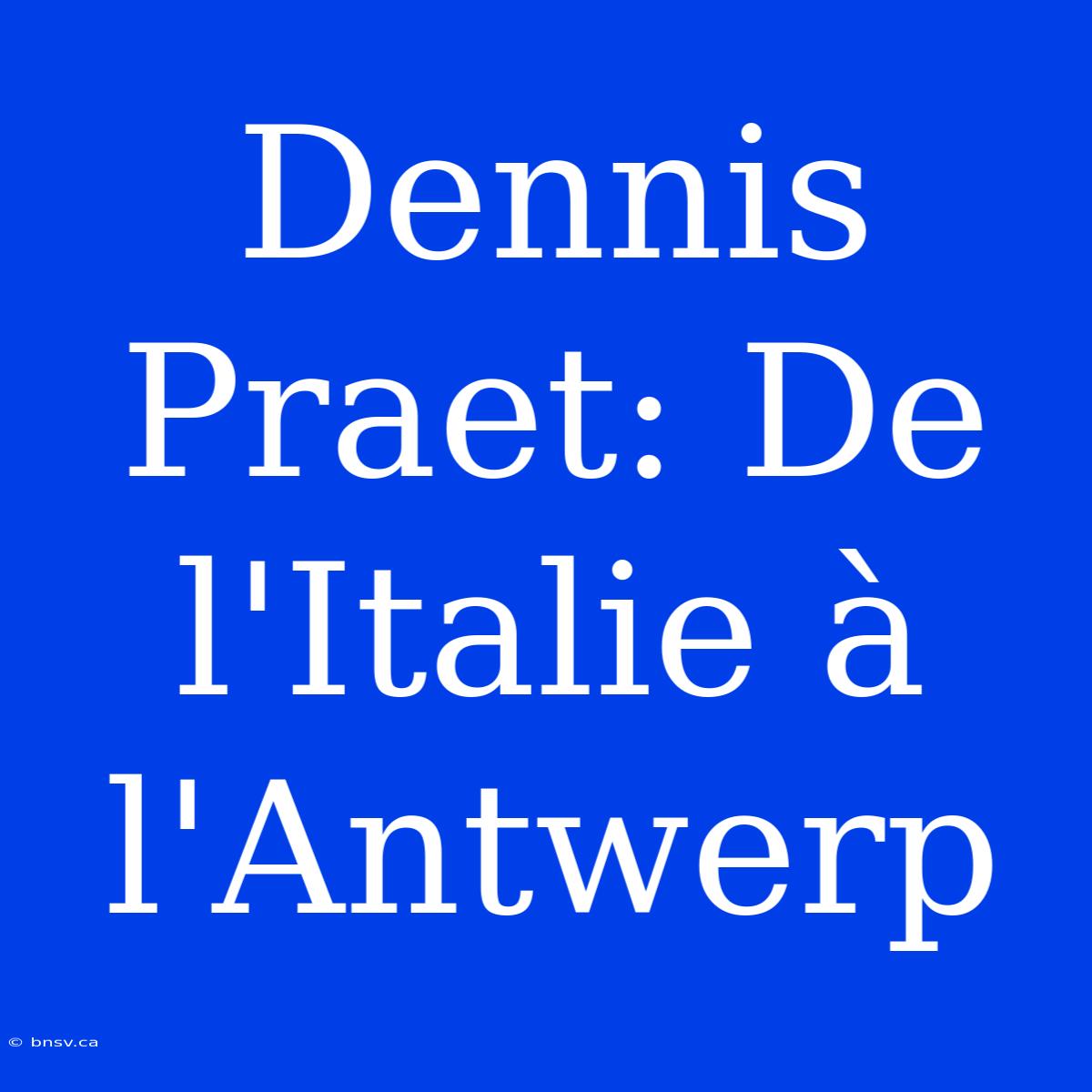 Dennis Praet: De L'Italie À L'Antwerp