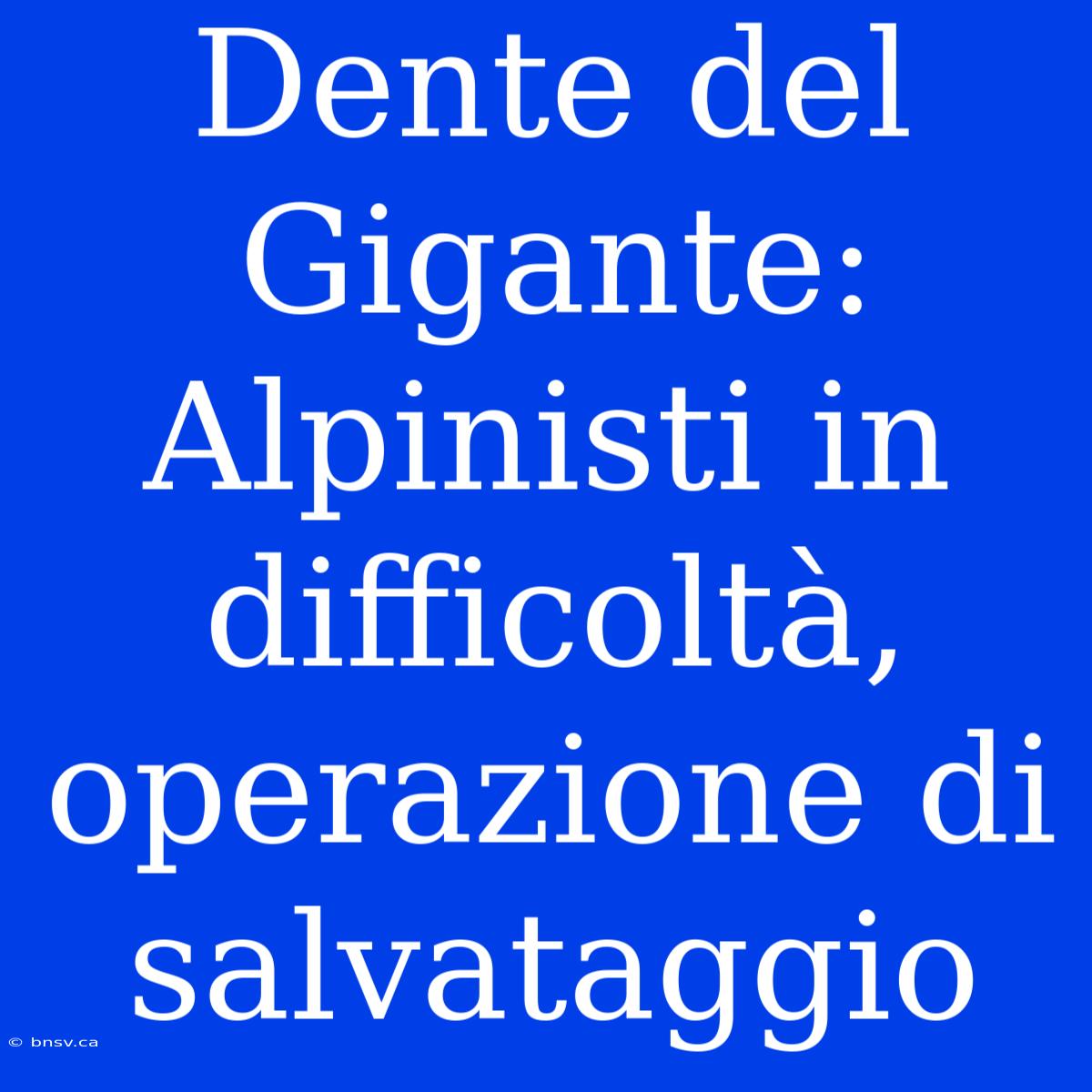 Dente Del Gigante: Alpinisti In Difficoltà, Operazione Di Salvataggio