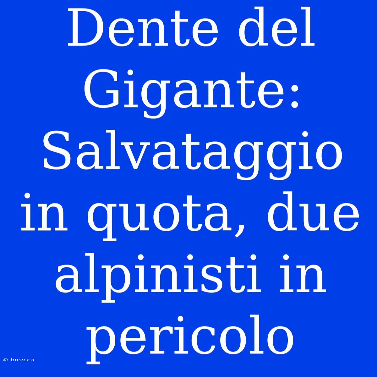 Dente Del Gigante: Salvataggio In Quota, Due Alpinisti In Pericolo