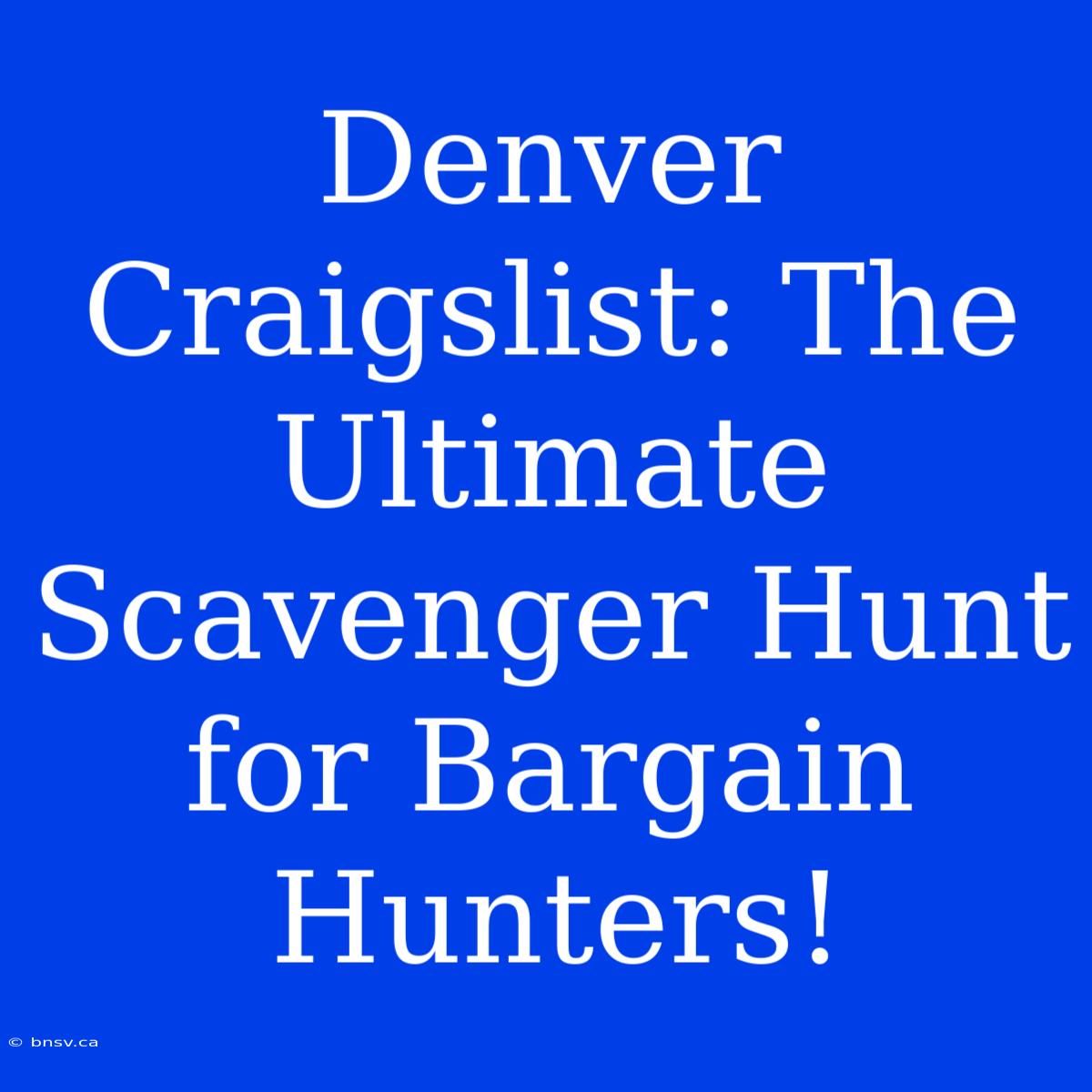 Denver Craigslist: The Ultimate Scavenger Hunt For Bargain Hunters!