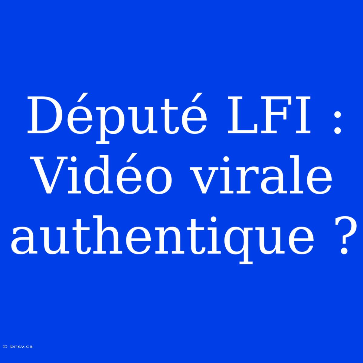 Député LFI : Vidéo Virale Authentique ?