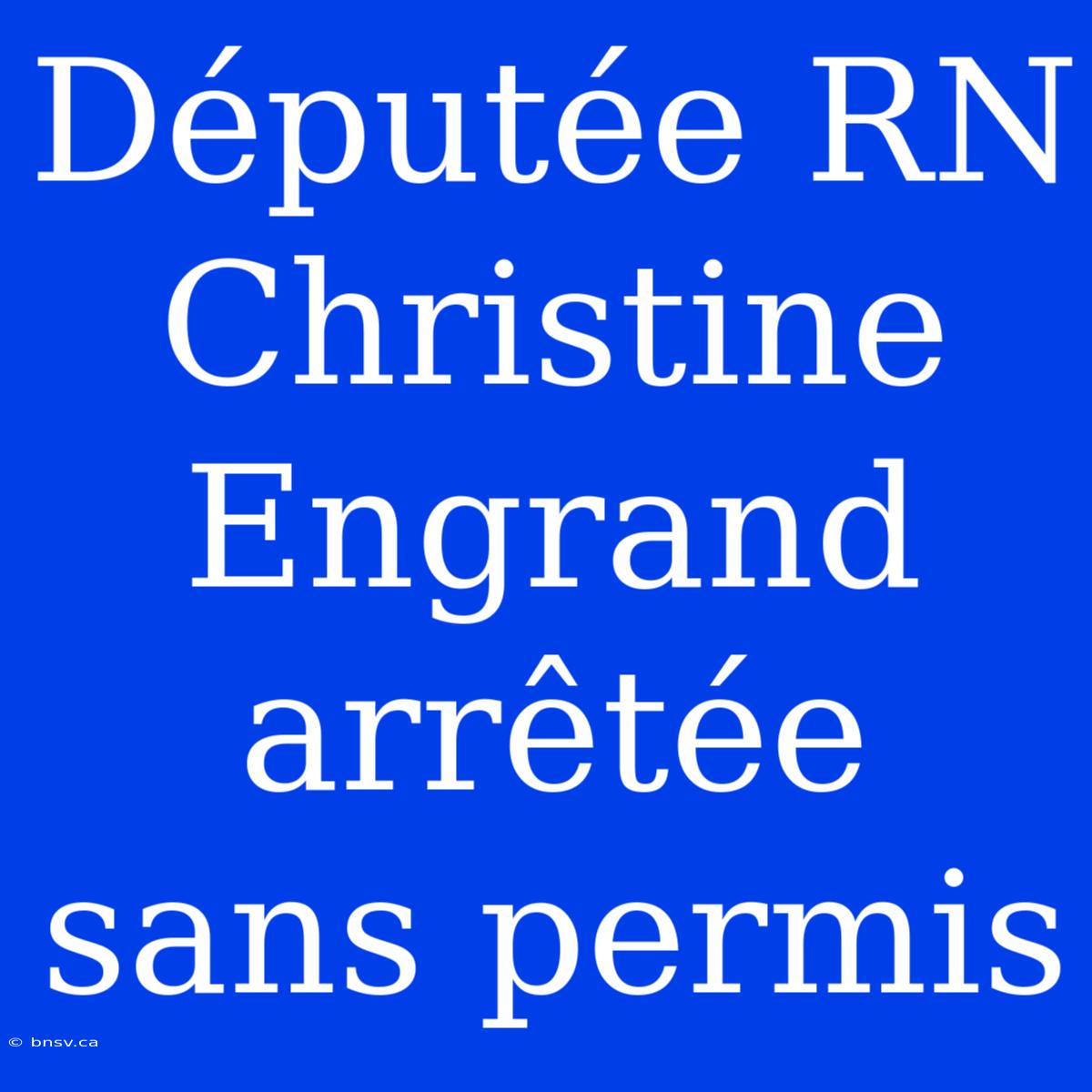 Députée RN Christine Engrand Arrêtée Sans Permis