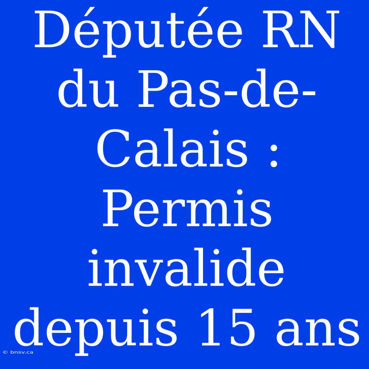 Députée RN Du Pas-de-Calais : Permis Invalide Depuis 15 Ans