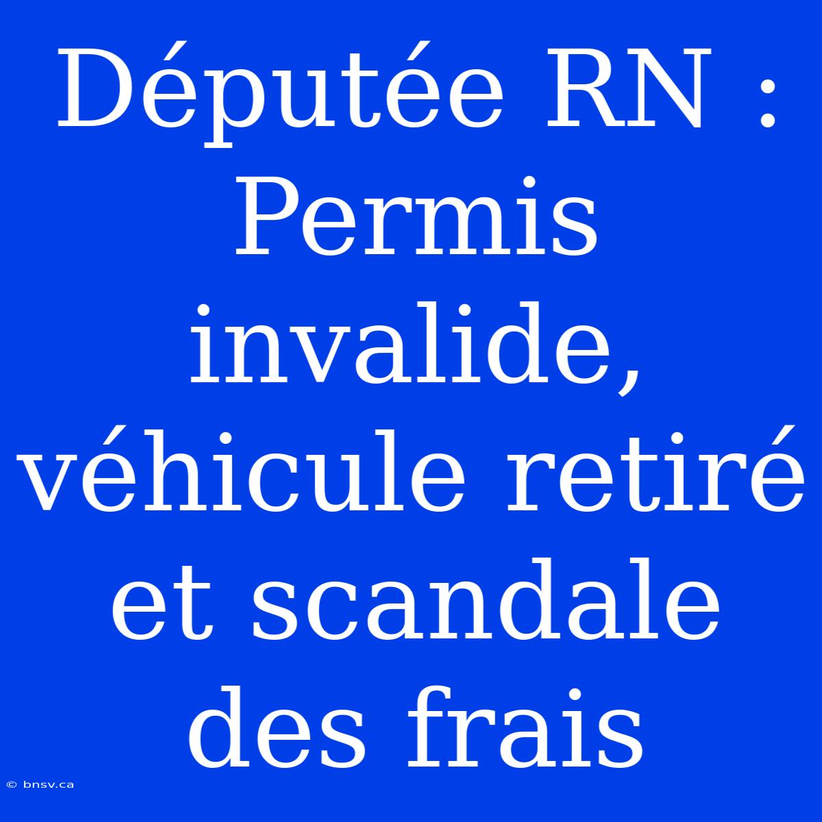 Députée RN : Permis Invalide, Véhicule Retiré Et Scandale Des Frais