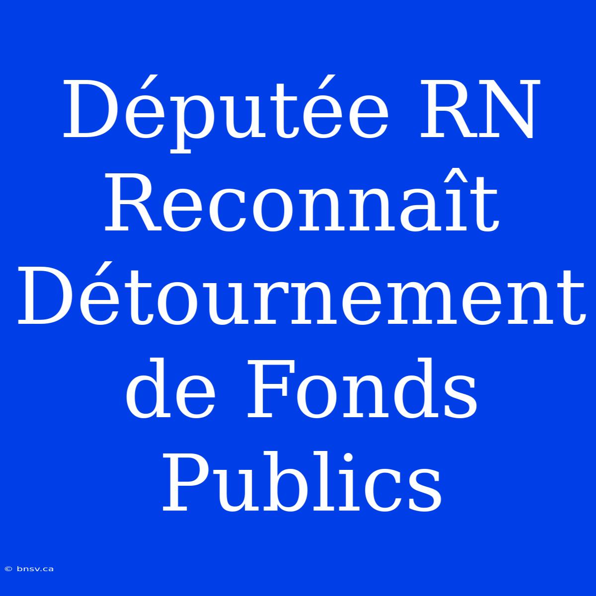 Députée RN Reconnaît Détournement De Fonds Publics