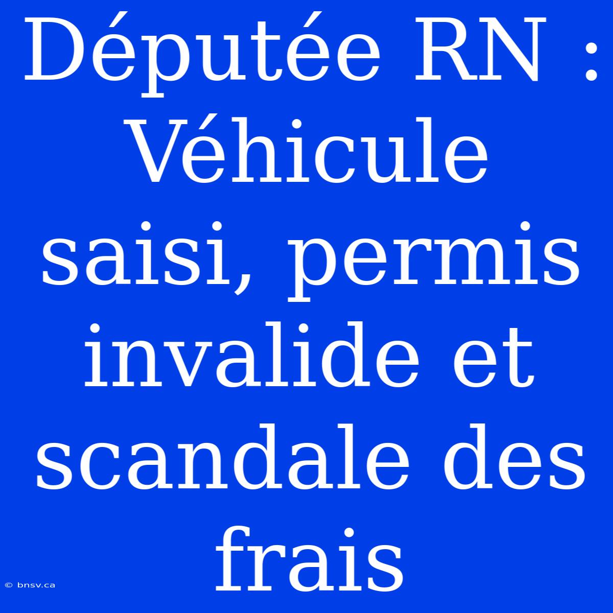 Députée RN : Véhicule Saisi, Permis Invalide Et Scandale Des Frais