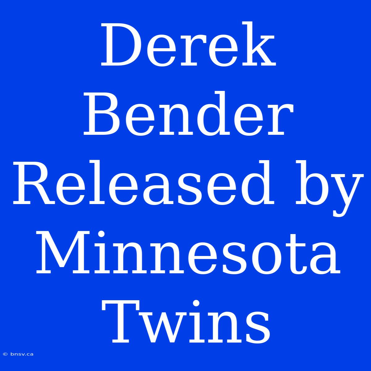 Derek Bender Released By Minnesota Twins