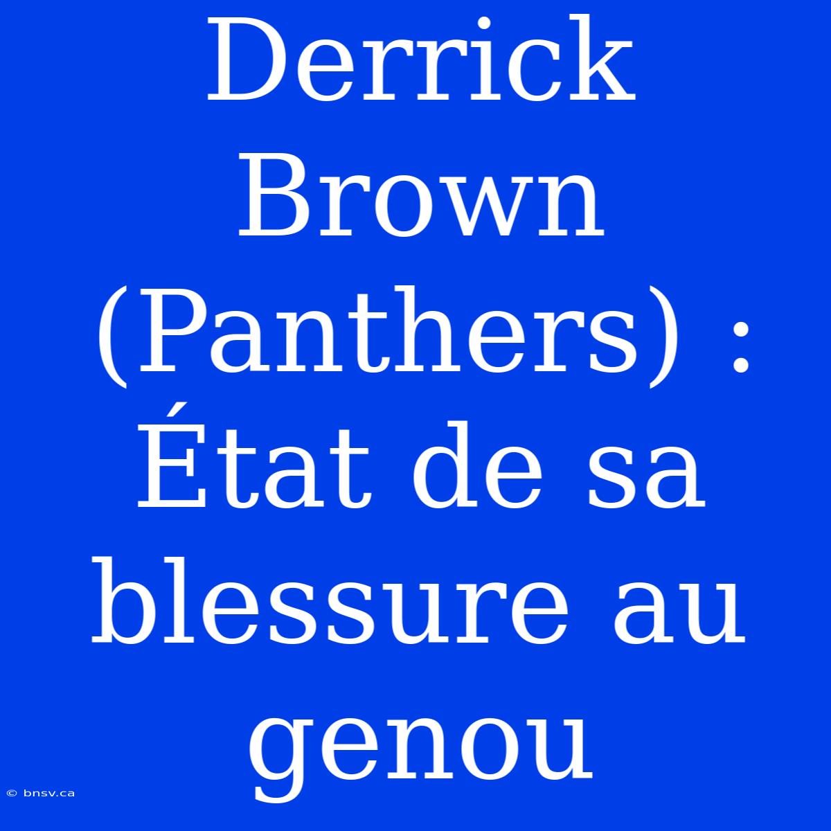 Derrick Brown (Panthers) : État De Sa Blessure Au Genou