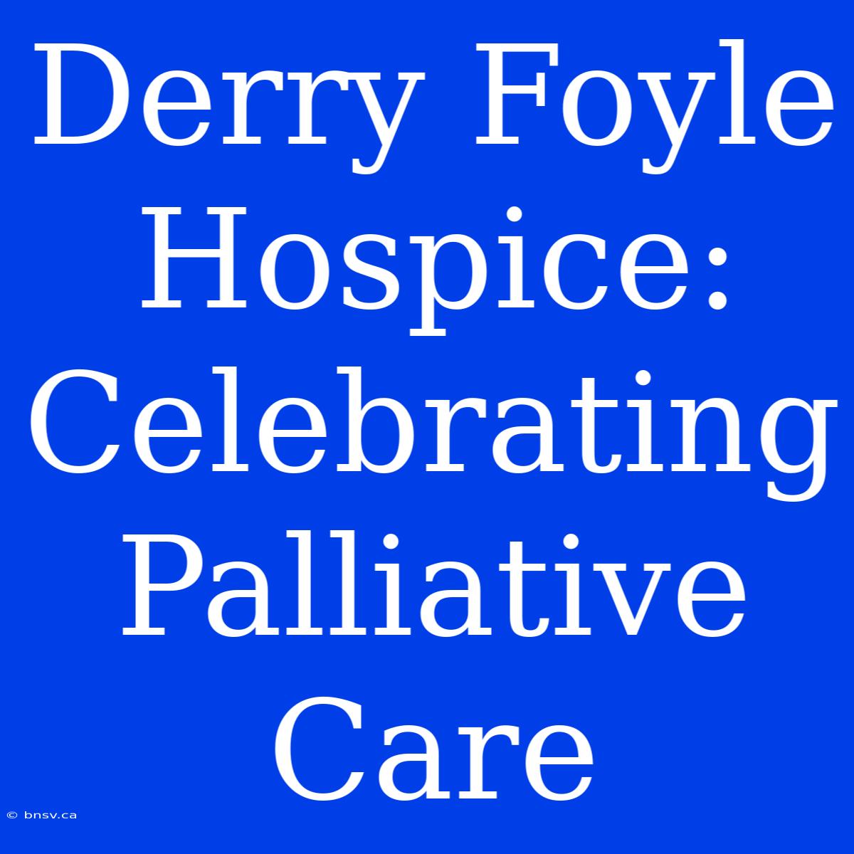 Derry Foyle Hospice: Celebrating Palliative Care