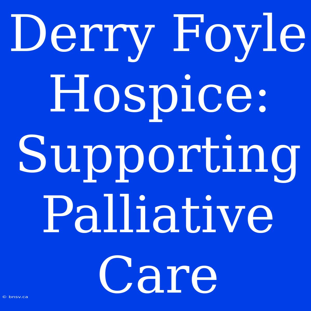 Derry Foyle Hospice: Supporting  Palliative Care