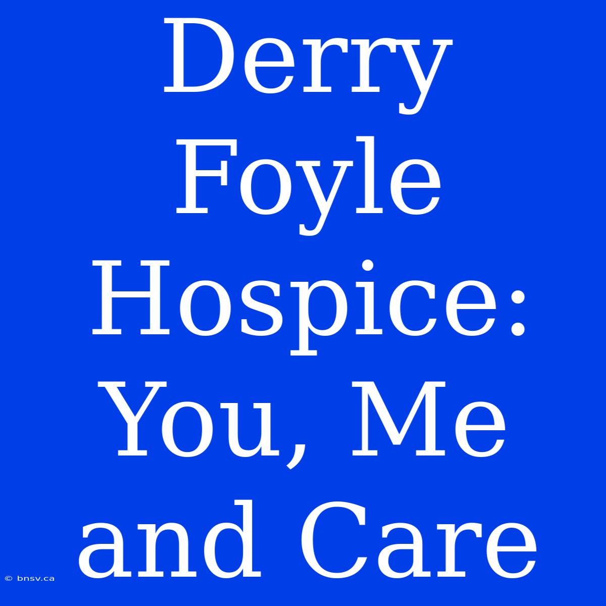 Derry Foyle Hospice: You, Me And Care