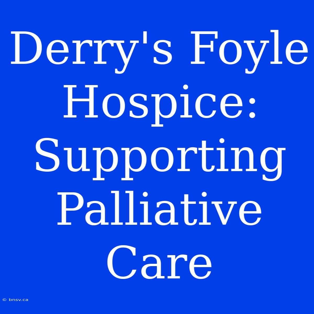 Derry's Foyle Hospice: Supporting Palliative Care