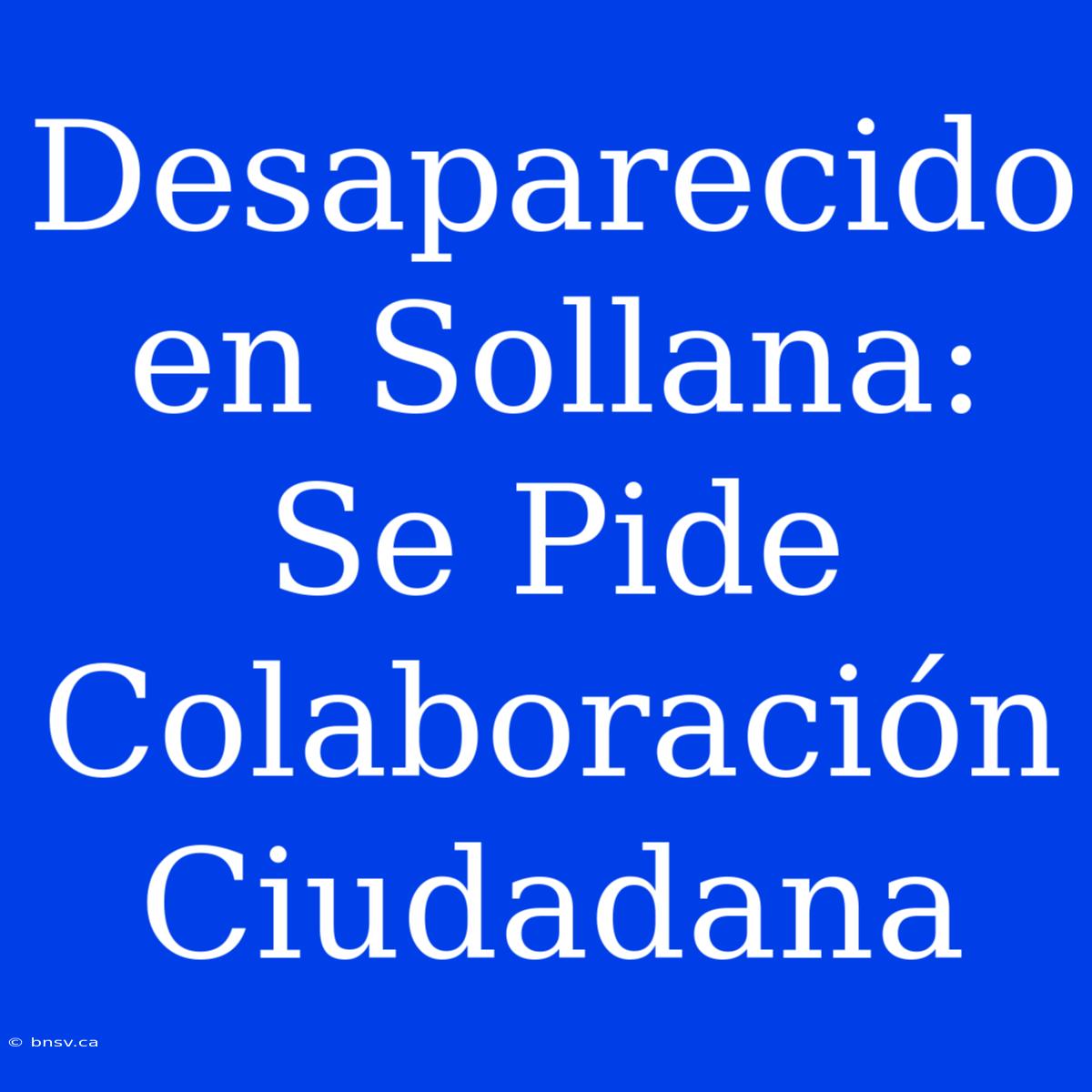 Desaparecido En Sollana: Se Pide Colaboración Ciudadana