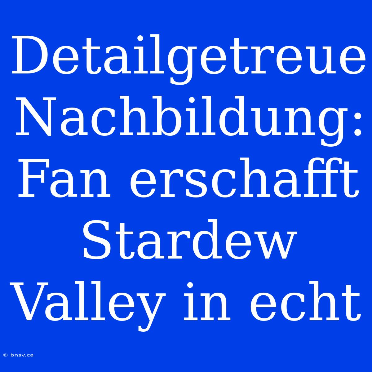 Detailgetreue Nachbildung: Fan Erschafft Stardew Valley In Echt