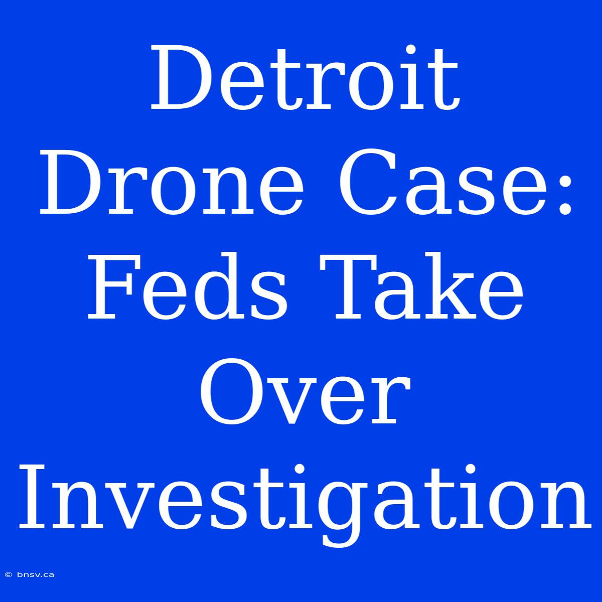 Detroit Drone Case: Feds Take Over Investigation