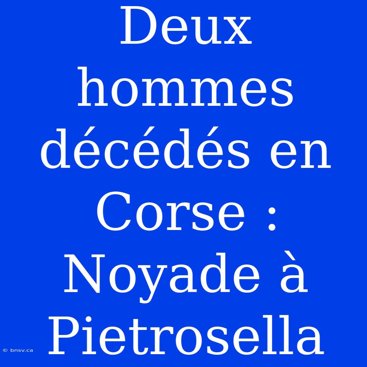 Deux Hommes Décédés En Corse : Noyade À Pietrosella