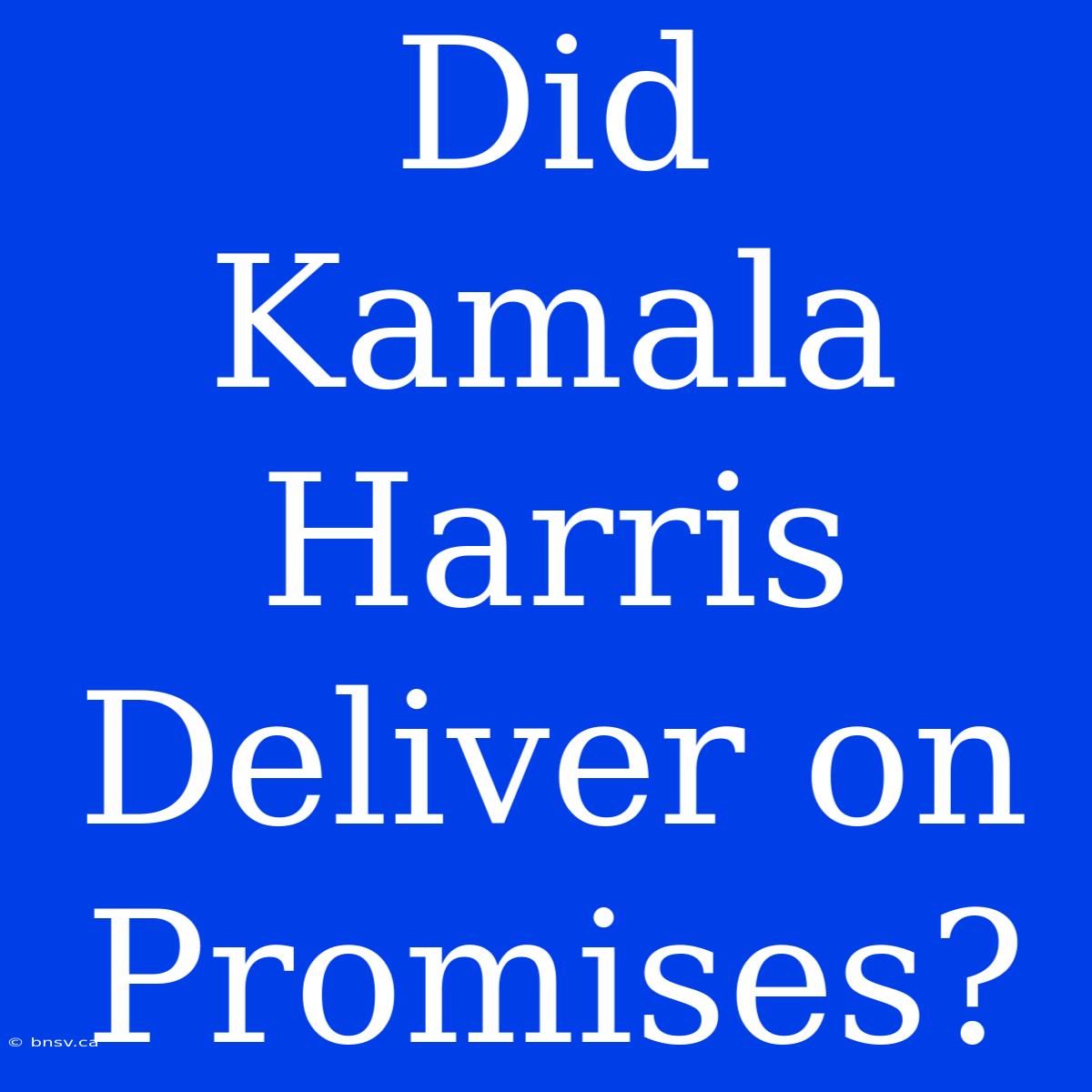 Did Kamala Harris Deliver On Promises?