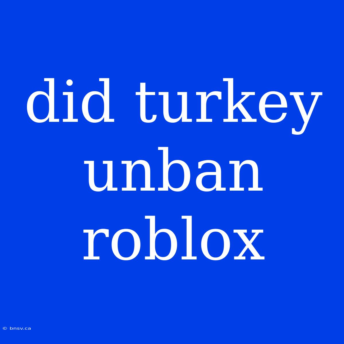 Did Turkey Unban Roblox