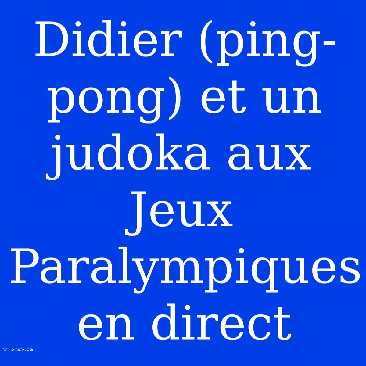 Didier (ping-pong) Et Un Judoka Aux Jeux Paralympiques En Direct