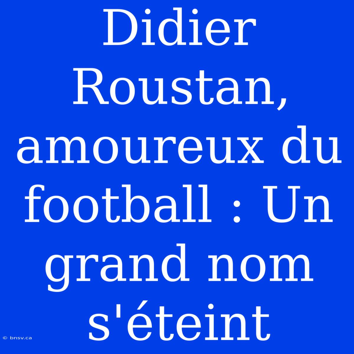 Didier Roustan, Amoureux Du Football : Un Grand Nom S'éteint