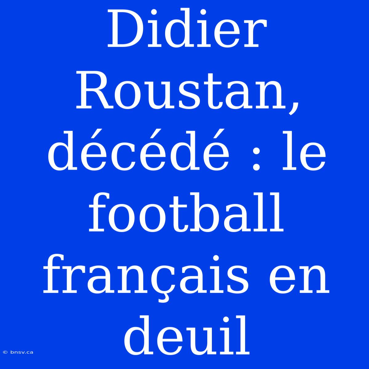 Didier Roustan, Décédé : Le Football Français En Deuil