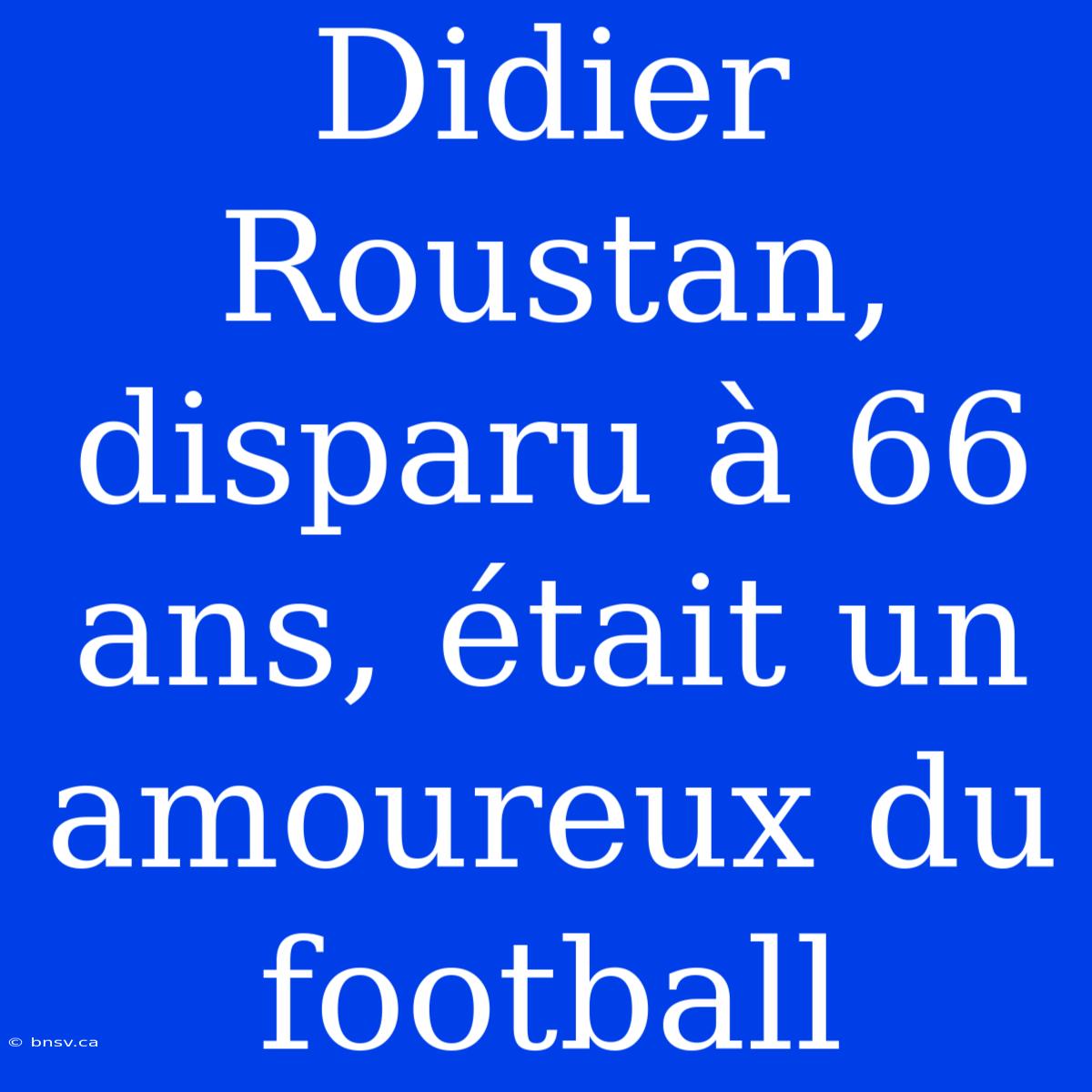 Didier Roustan, Disparu À 66 Ans, Était Un Amoureux Du Football