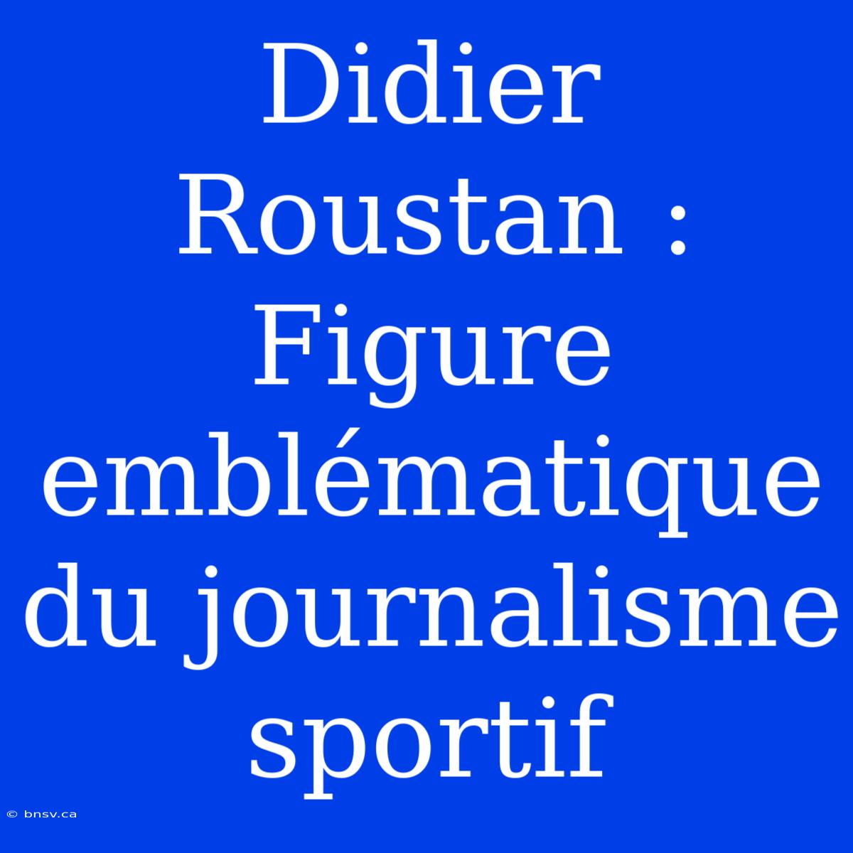 Didier Roustan : Figure Emblématique Du Journalisme Sportif