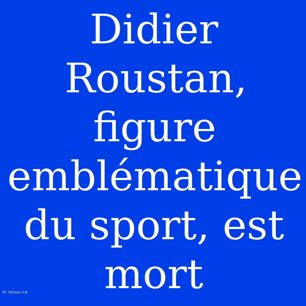 Didier Roustan, Figure Emblématique Du Sport, Est Mort