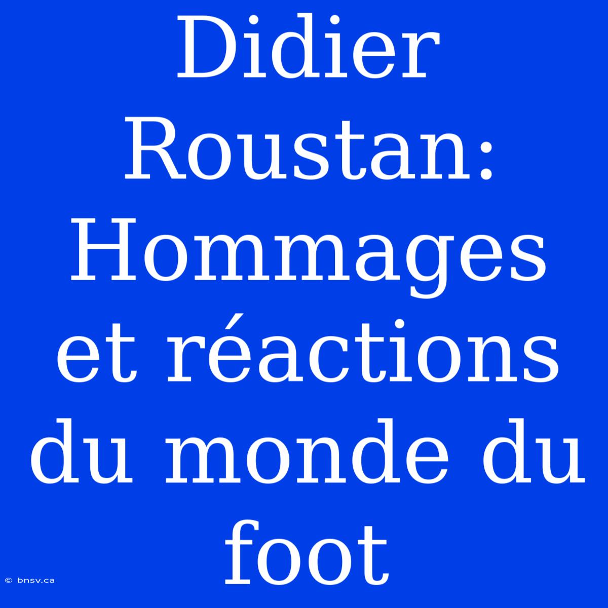 Didier Roustan: Hommages Et Réactions Du Monde Du Foot