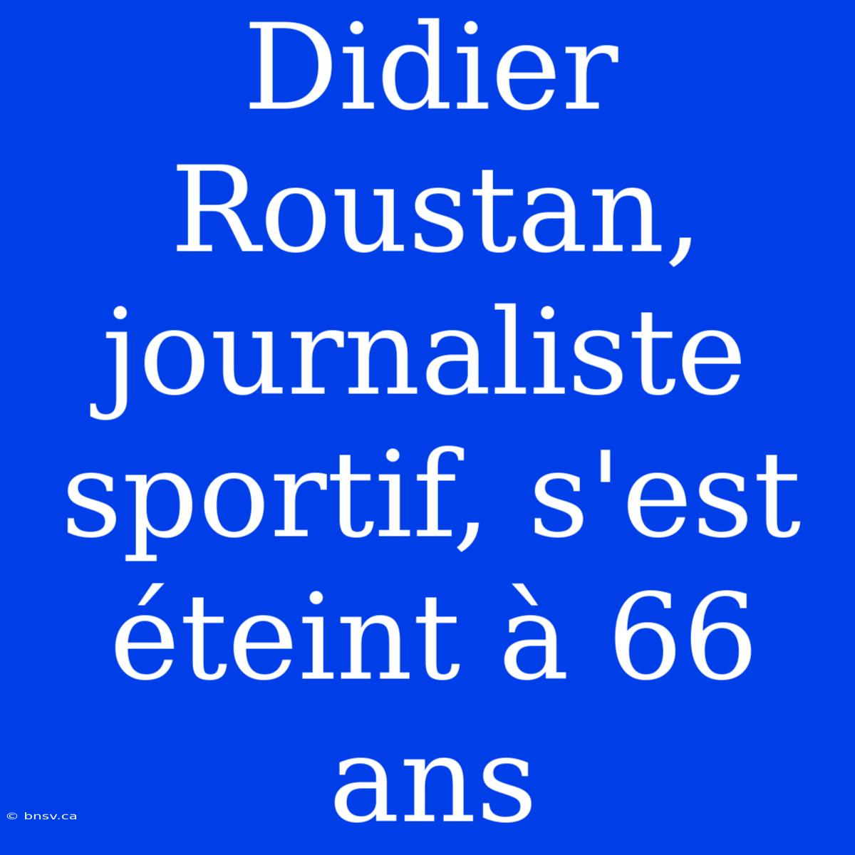 Didier Roustan, Journaliste Sportif, S'est Éteint À 66 Ans