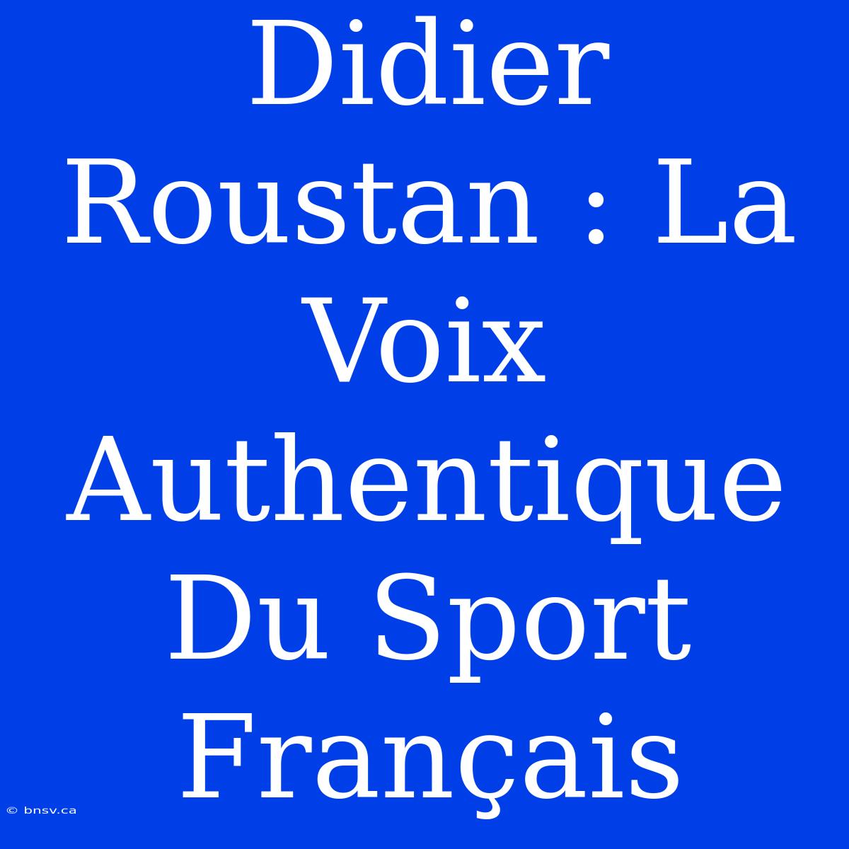 Didier Roustan : La Voix Authentique Du Sport Français