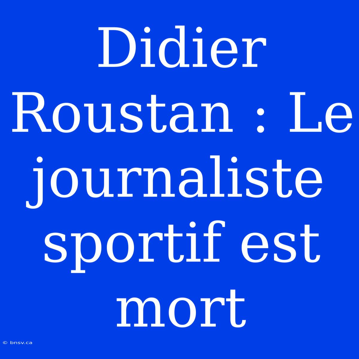 Didier Roustan : Le Journaliste Sportif Est Mort