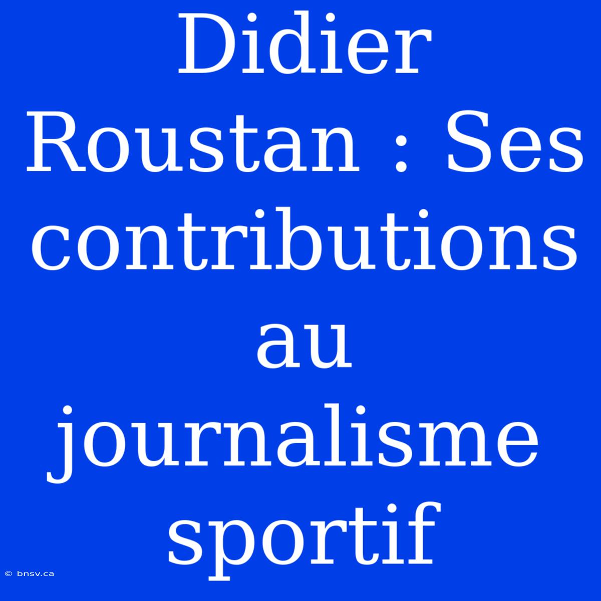 Didier Roustan : Ses Contributions Au Journalisme Sportif