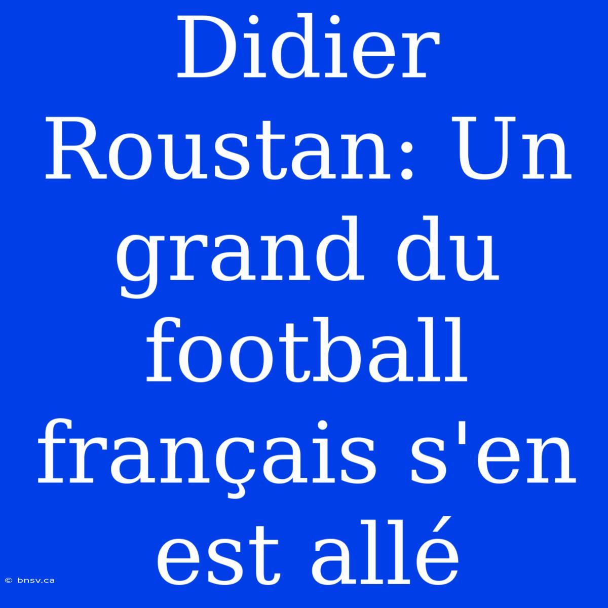 Didier Roustan: Un Grand Du Football Français S'en Est Allé