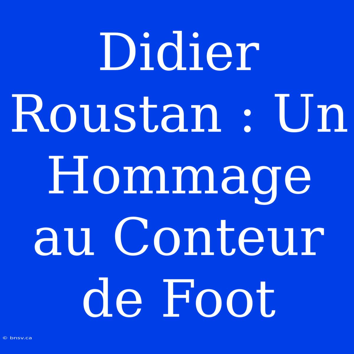 Didier Roustan : Un Hommage Au Conteur De Foot