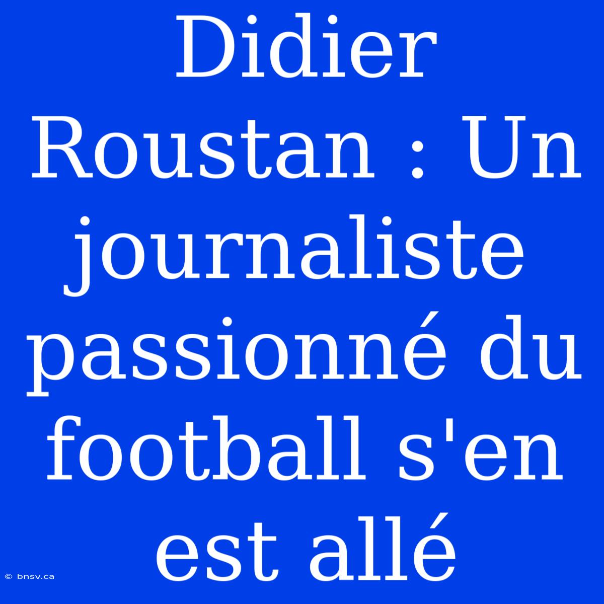 Didier Roustan : Un Journaliste Passionné Du Football S'en Est Allé