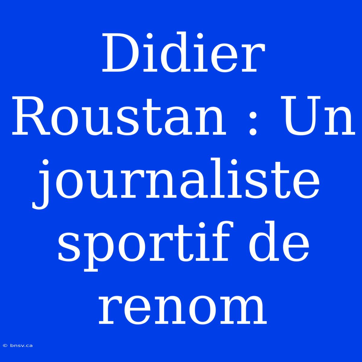 Didier Roustan : Un Journaliste Sportif De Renom