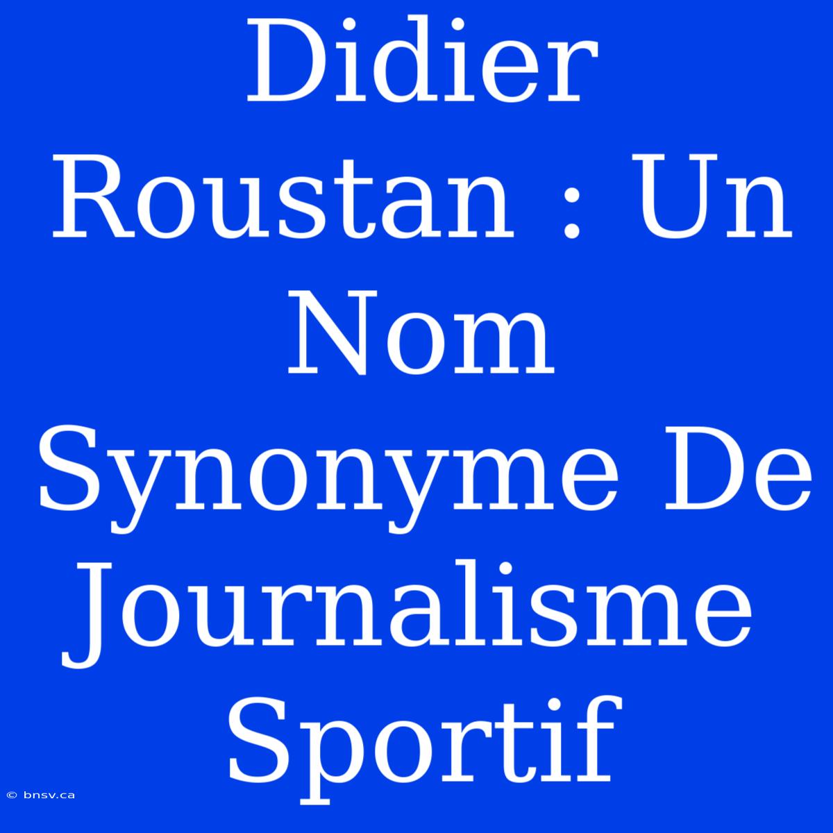 Didier Roustan : Un Nom Synonyme De Journalisme Sportif