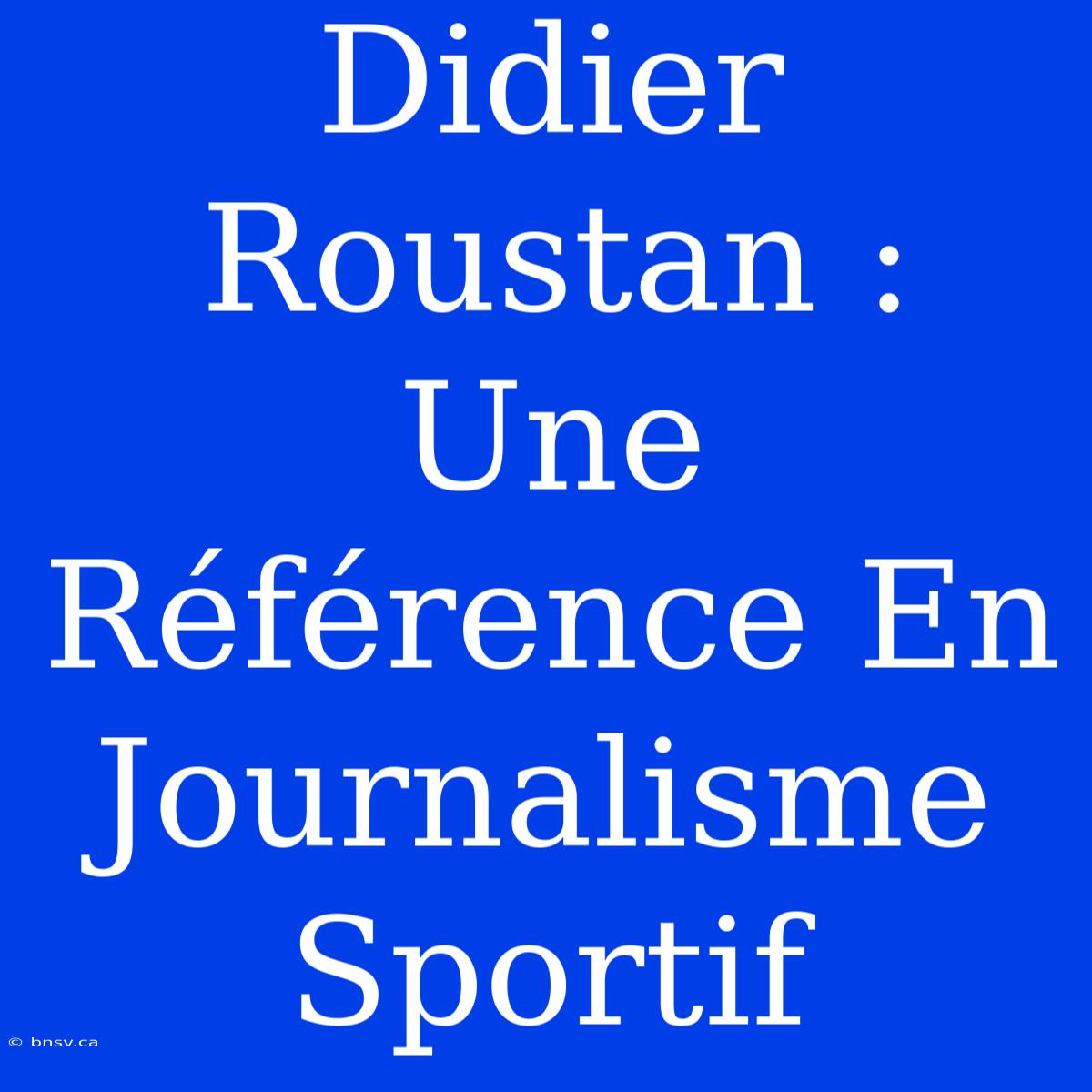 Didier Roustan : Une Référence En Journalisme Sportif