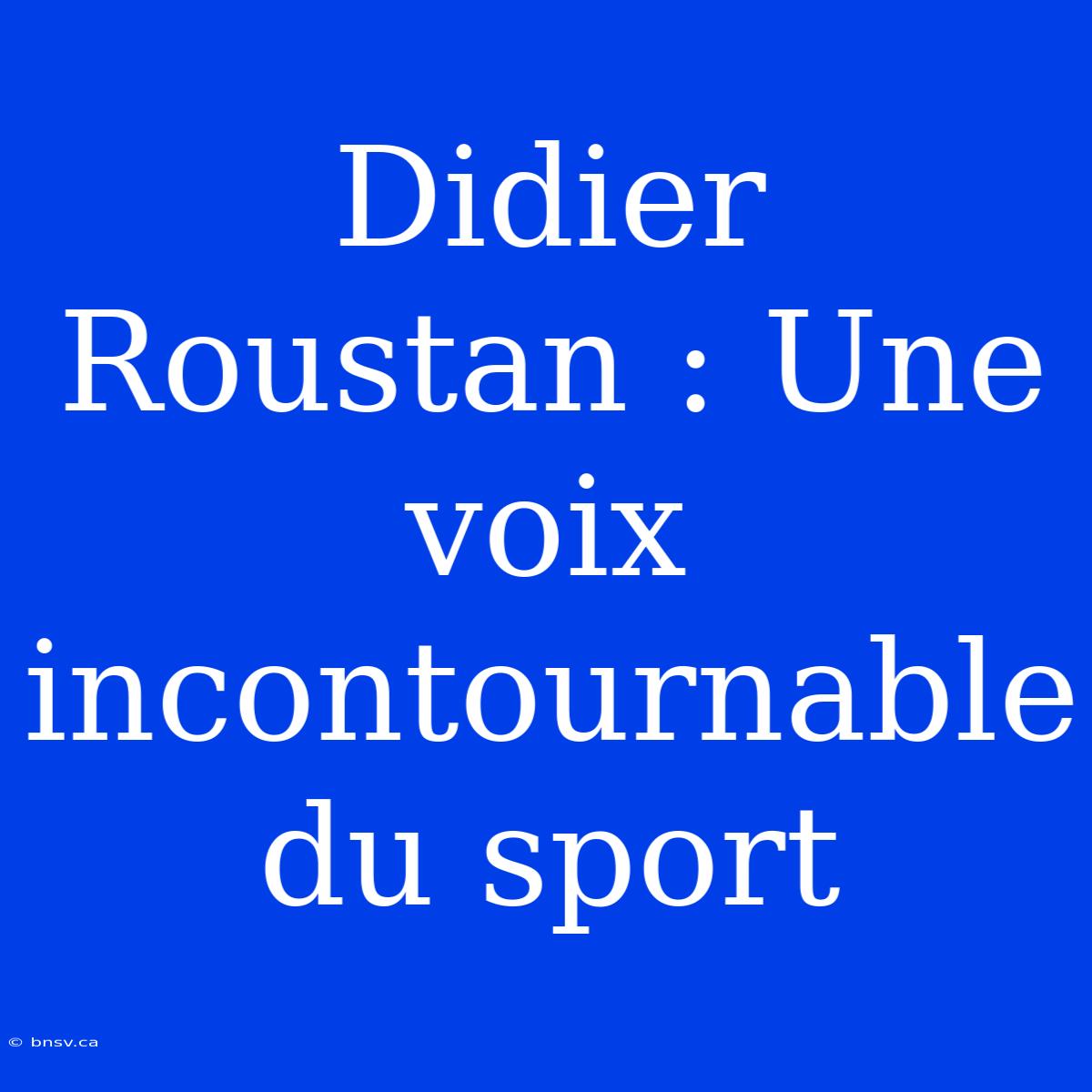 Didier Roustan : Une Voix Incontournable Du Sport