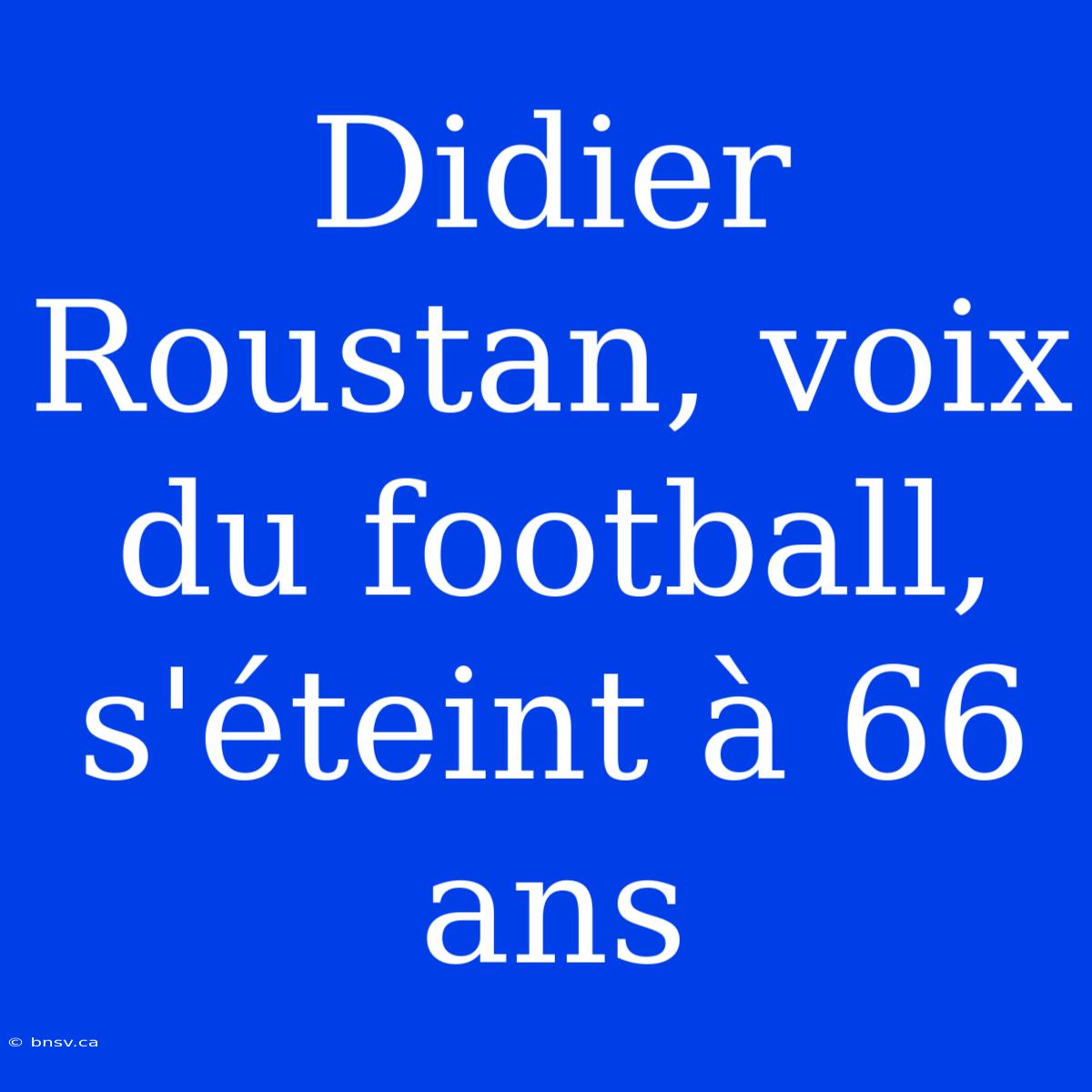 Didier Roustan, Voix Du Football, S'éteint À 66 Ans